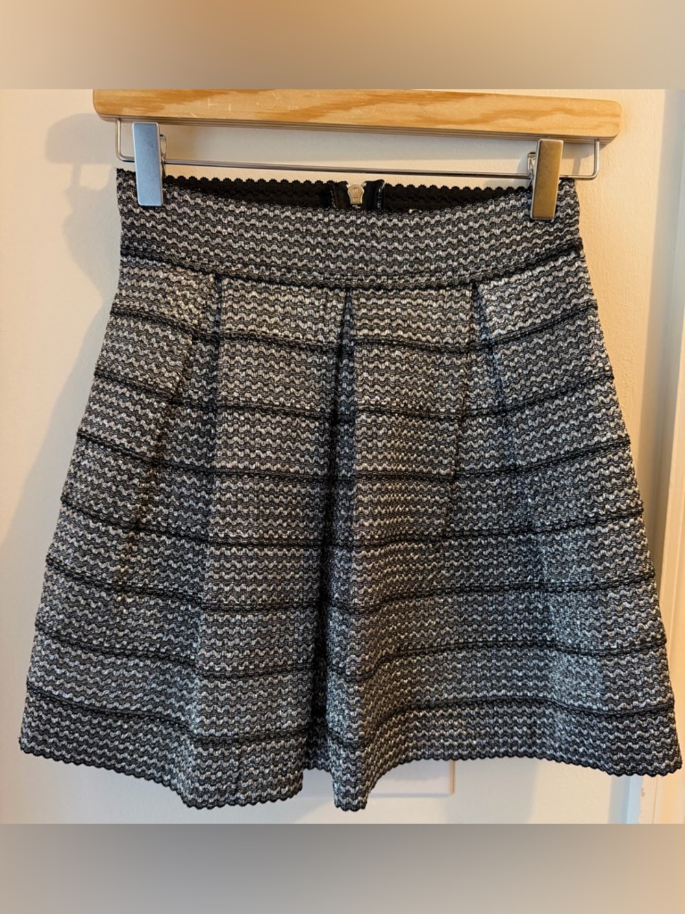 Ginger G Black and Gray Metallic Textured Circle Skirt